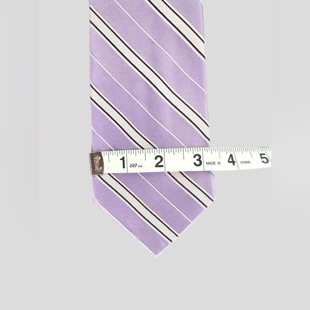 Valentino 100% Silk Purple Lavender & White Tie 3.25” Wide - Picture 9 of 12